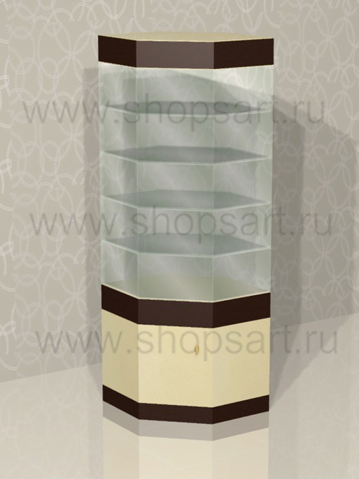 Витрина стеклянная угловая трапеция 2140х700х700мм.