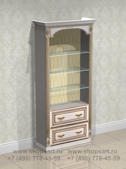 Витрина пристенная накопитель Элит Голд