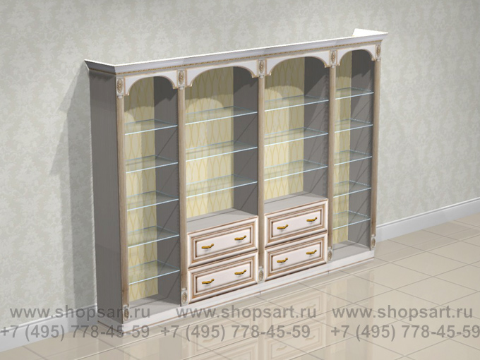 Витрины пристенные накопитель с ящиками Элит Голд