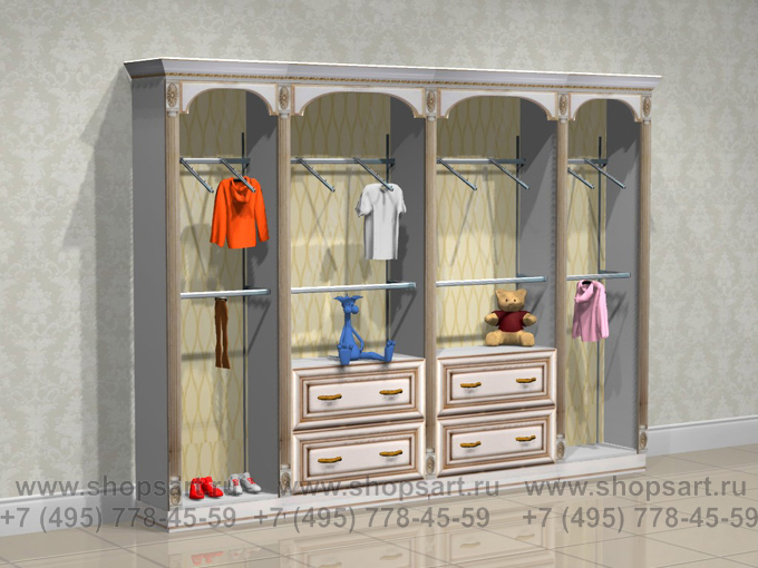 Стеллажи пристенные с навеской колоннами Элит Голд