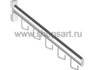 Кронштейн для одежды и сумок с 5-ю крючками, наклонный, на стойку.