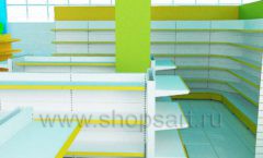 Дизайн интерьера детского магазина торговое оборудование ЦВЕТНЫЕ МЕТАЛЛИЧЕСКИЕ СТЕЛЛАЖИ Дизайн 03