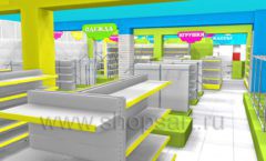 Дизайн интерьера магазина МАЛЫШ-АМ коллекция ТОРГОВЫЕ СТЕЛЛАЖИ Дизайн 03