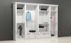 Шкаф для магазина одежды торговый четырехсекционный с кронштейнами полками и накопителями торговое оборудование БЕЛАЯ КЛАССИКА