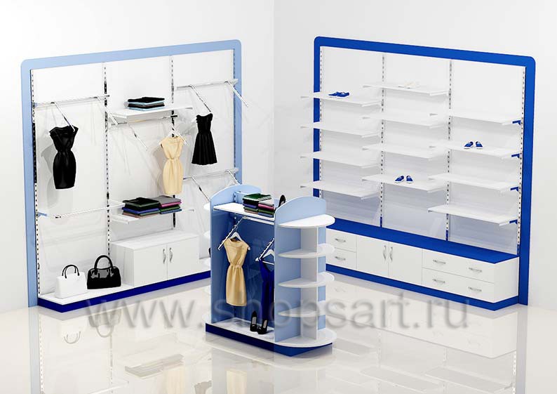 Торговое оборудование коллекции ГОЛУБАЯ ЛАГУНА для магазинов одежды Торговое оборудование ГОЛУБАЯ ЛАГУНА для магазинов одежды