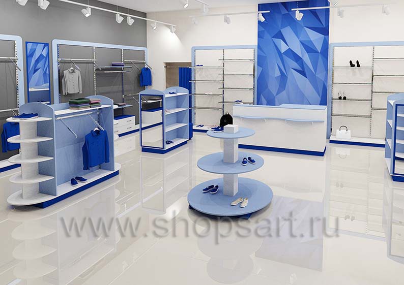 Дизайн интерьера магазина одежды торговое оборудование ГОЛУБАЯ ЛАГУНА