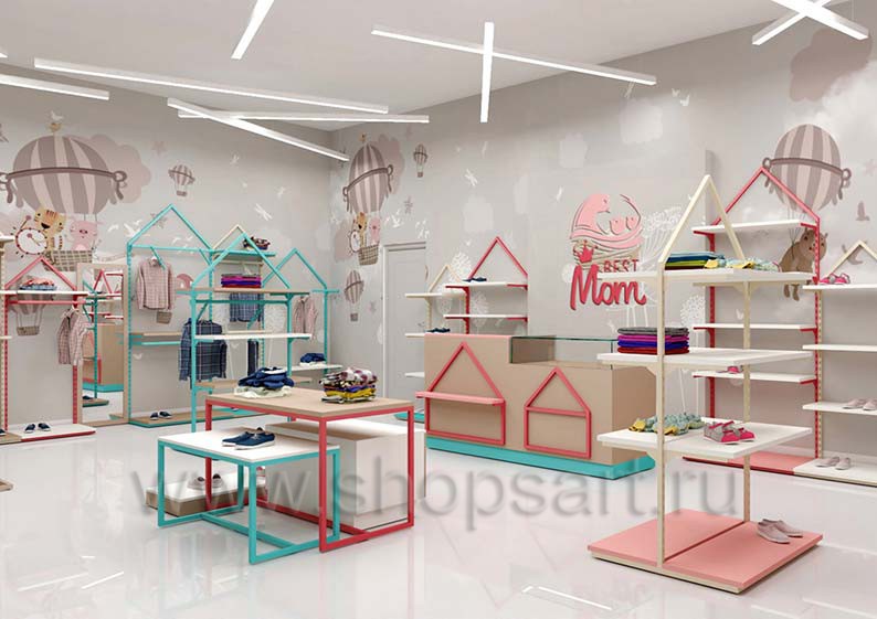Торговое оборудование коллекции МАМИН ДОМ для детских магазинов Торговое оборудование МАМИН ДОМ для детских магазинов