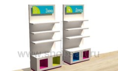 Пристенный стеллаж для детских магазинов торговое оборудование КАРАМЕЛЬ