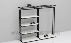 Этажерка для магазина обуви двухсекционная торговое оборудование ЧЕРНОЕ И БЕЛОЕ