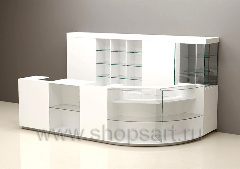 Кассовый узел с торговым стеллажом торговое оборудование 21 ВЕК