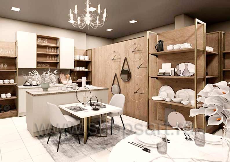 Дизайн интерьера магазина посуды торговое оборудование БОГЕМИЯ